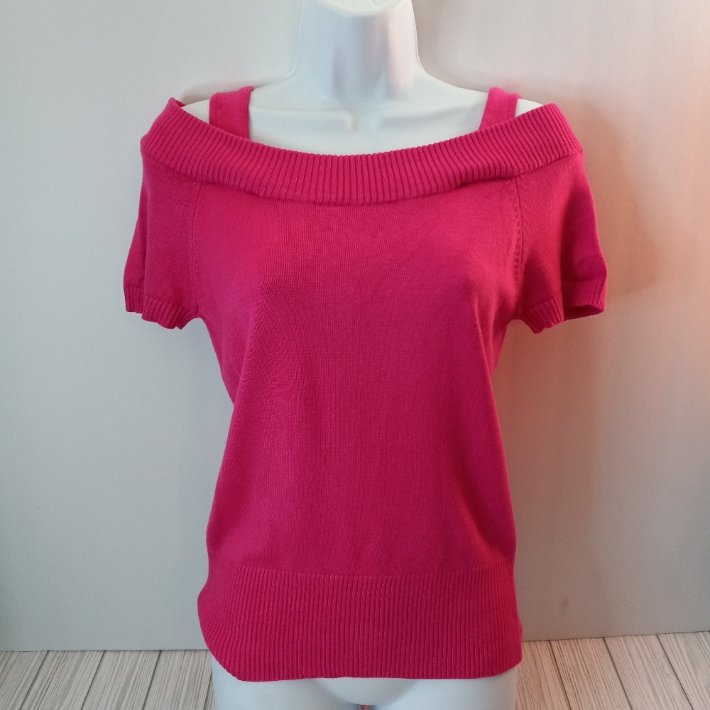 Vintage Tangents Cold Shoulder Ribbed Sweater Top